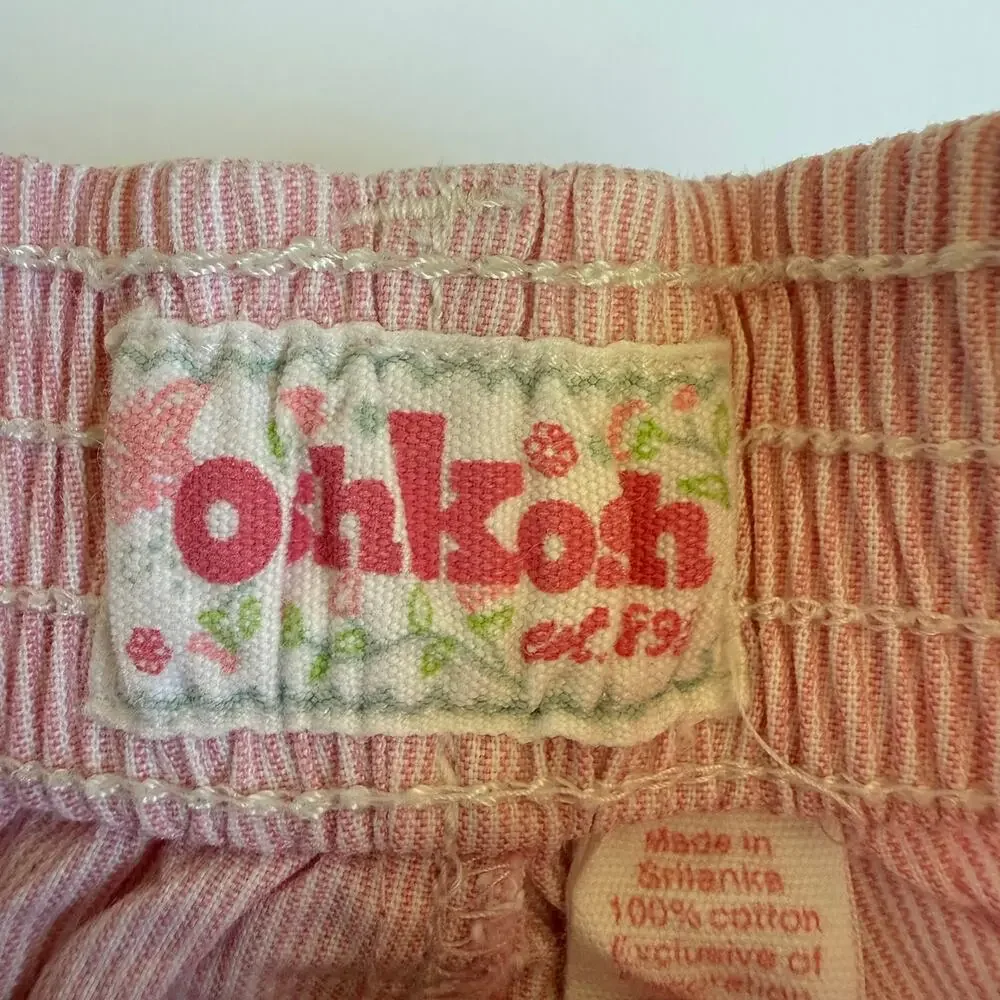 Y2K OshKosh Pink Pinstripe Cuffed Pants Embroidered Butterfly Pants 2T